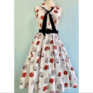 Unique Vintage Strawberry Shirt waist Dress